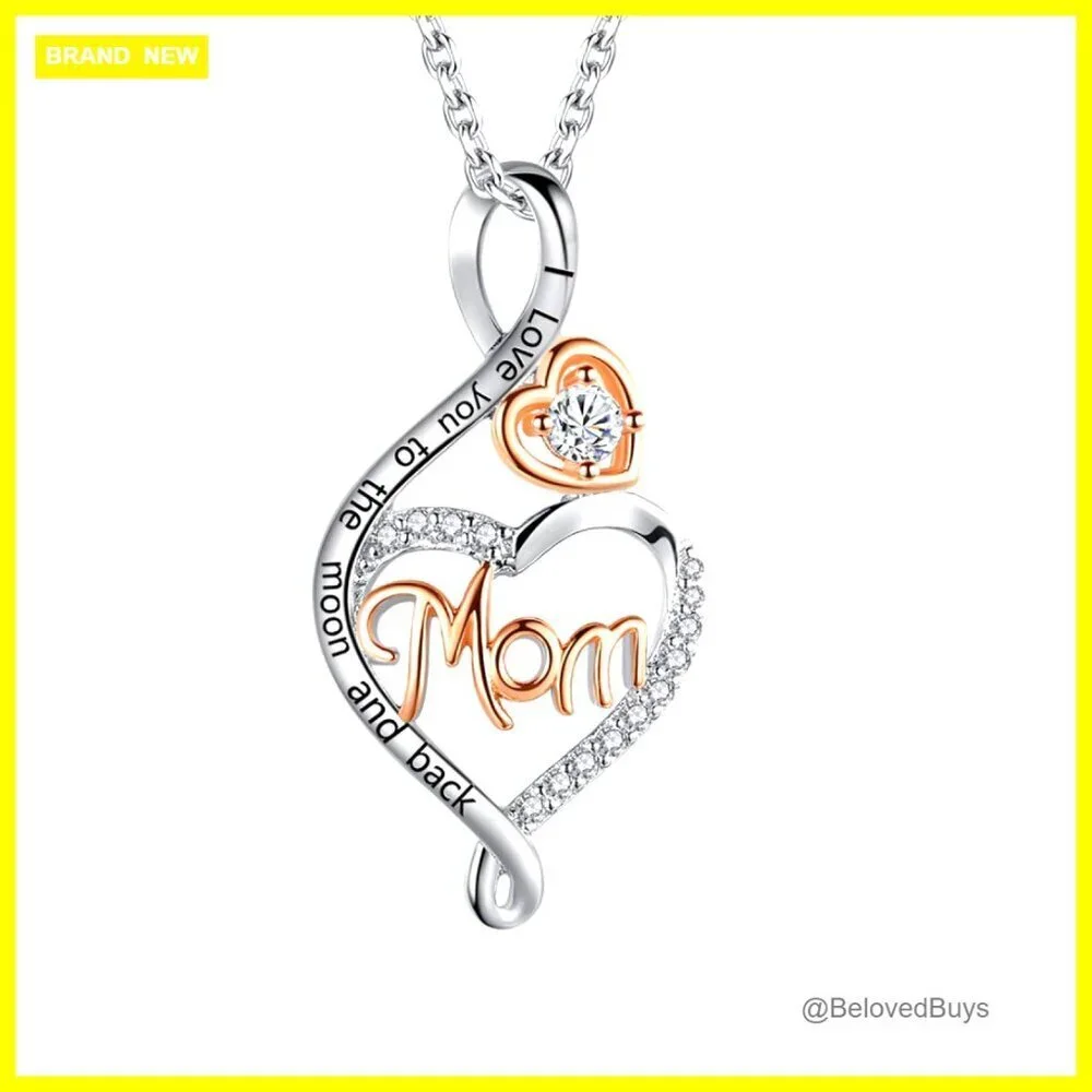 Sterling Silver Heart Necklace with Cubic Zirconia, 18